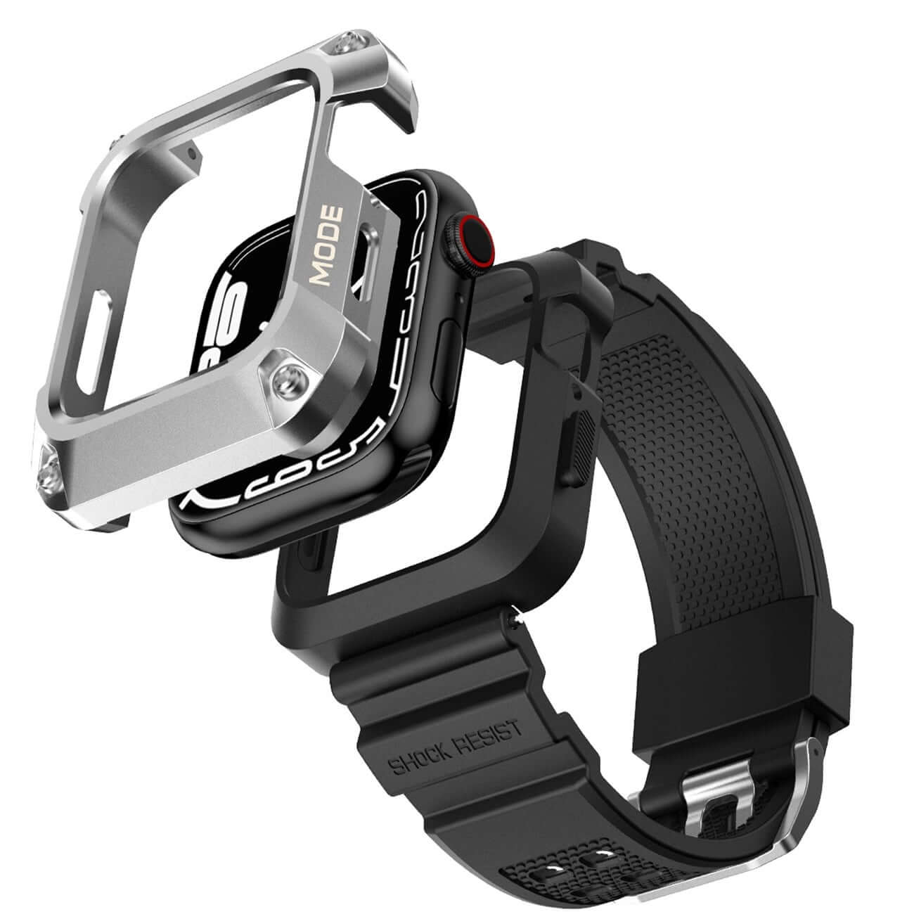 Kingxbar CYF134 2in1 Λουράκι Apple Watch 4 / 5 / 6 / SE / SE 2 - 44 mm Armored Θήκη Προστασίας με - Silver