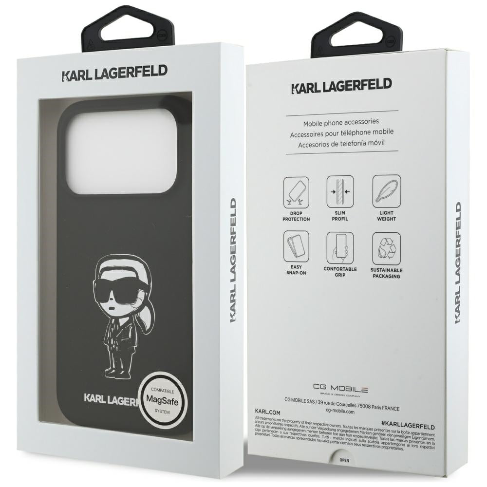 Karl Lagerfeld iPhone 17 Pro - Silicone Karl Sketch and Logo MagSafe - Σκληρή Θήκη με Πλαίσιο Σιλικόνης - Black - KLHMP17LSKIGROK
