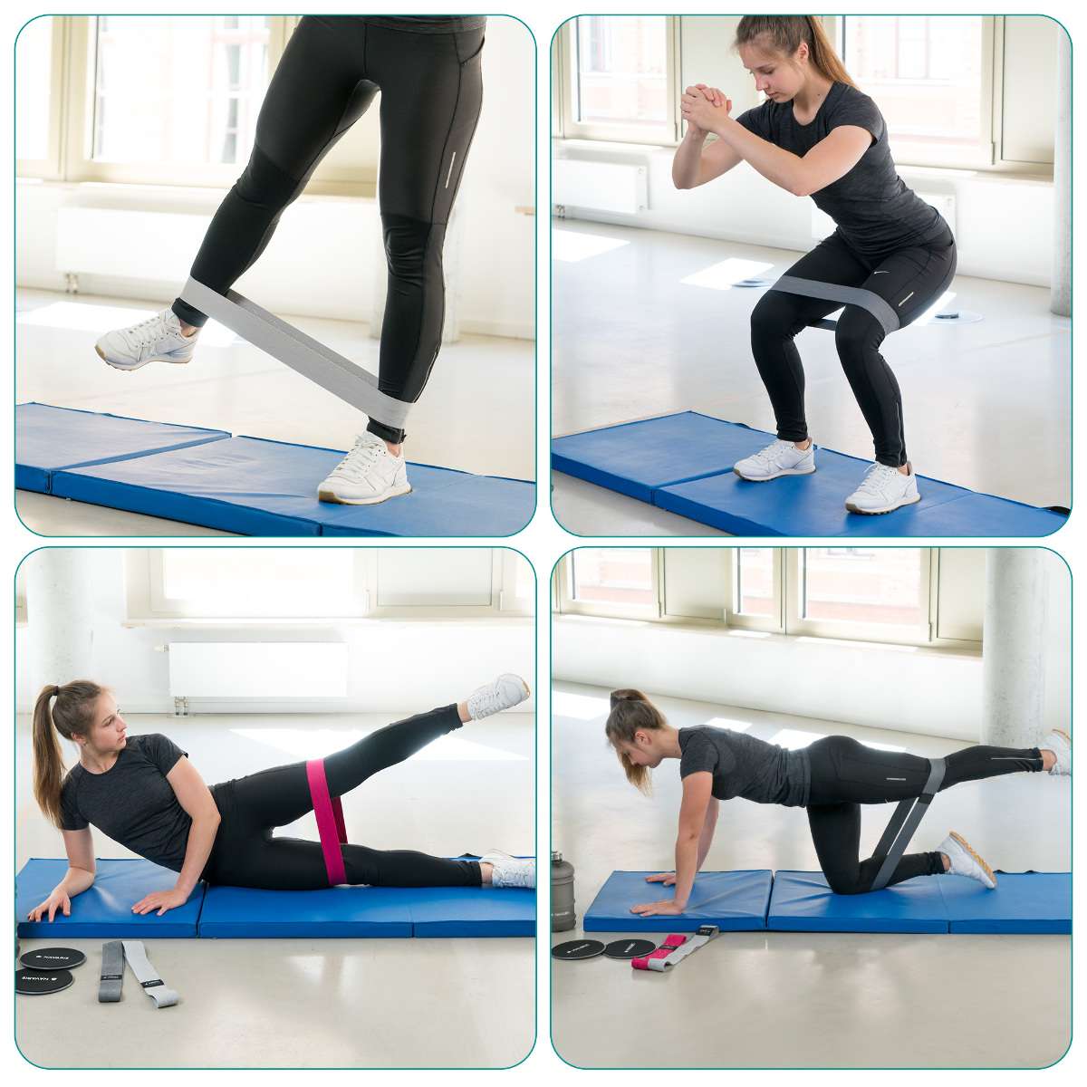 Navaris Σετ με 3 Ιμάντες Γυμναστικής και 2 Δίσκους Ολίσθησης - Grey / Pink - 50879.01.01