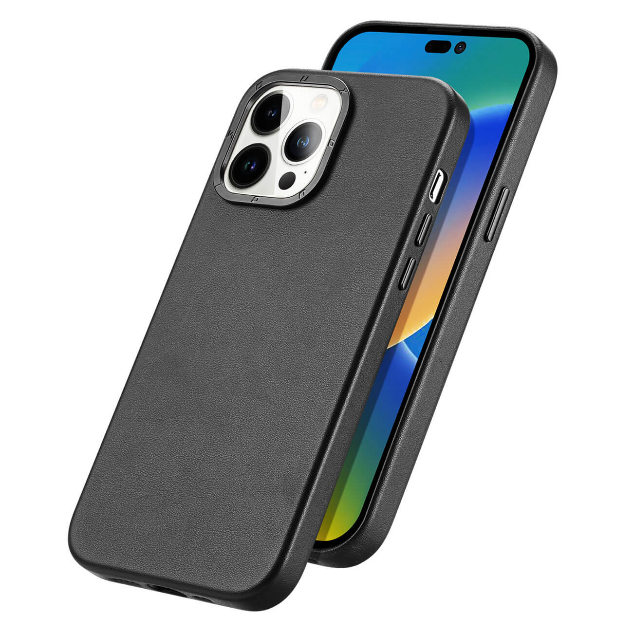 Dux Ducis iPhone 14 Pro Grit Leather Case Θήκη με Επένδυση Συνθετικού Δέρματος και MagSafe - Black