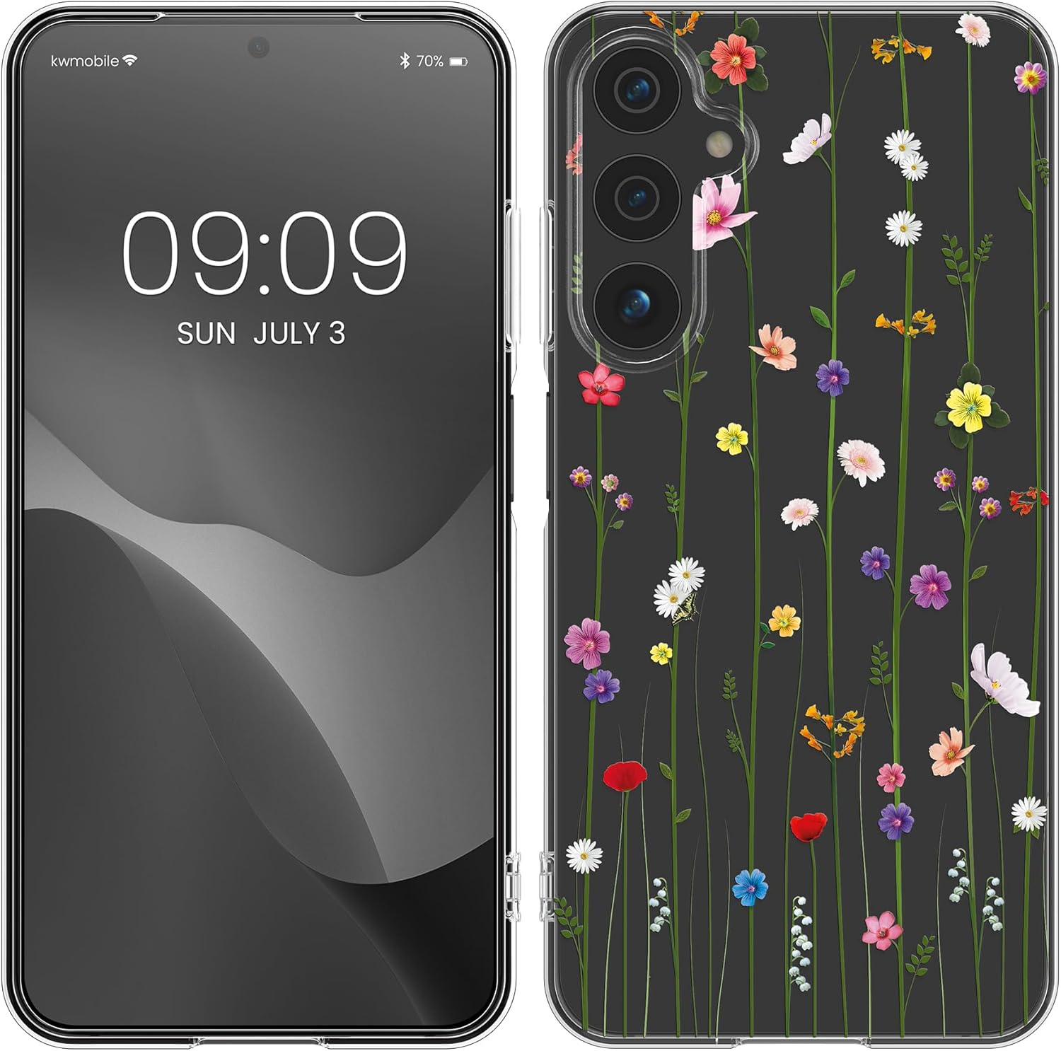 KW Samsung Galaxy A15 4G / A15 5G Λεπτή Θήκη Σιλικόνης TPU - Design Wild Flowers Tendril - Multicoloured / Διάφανη