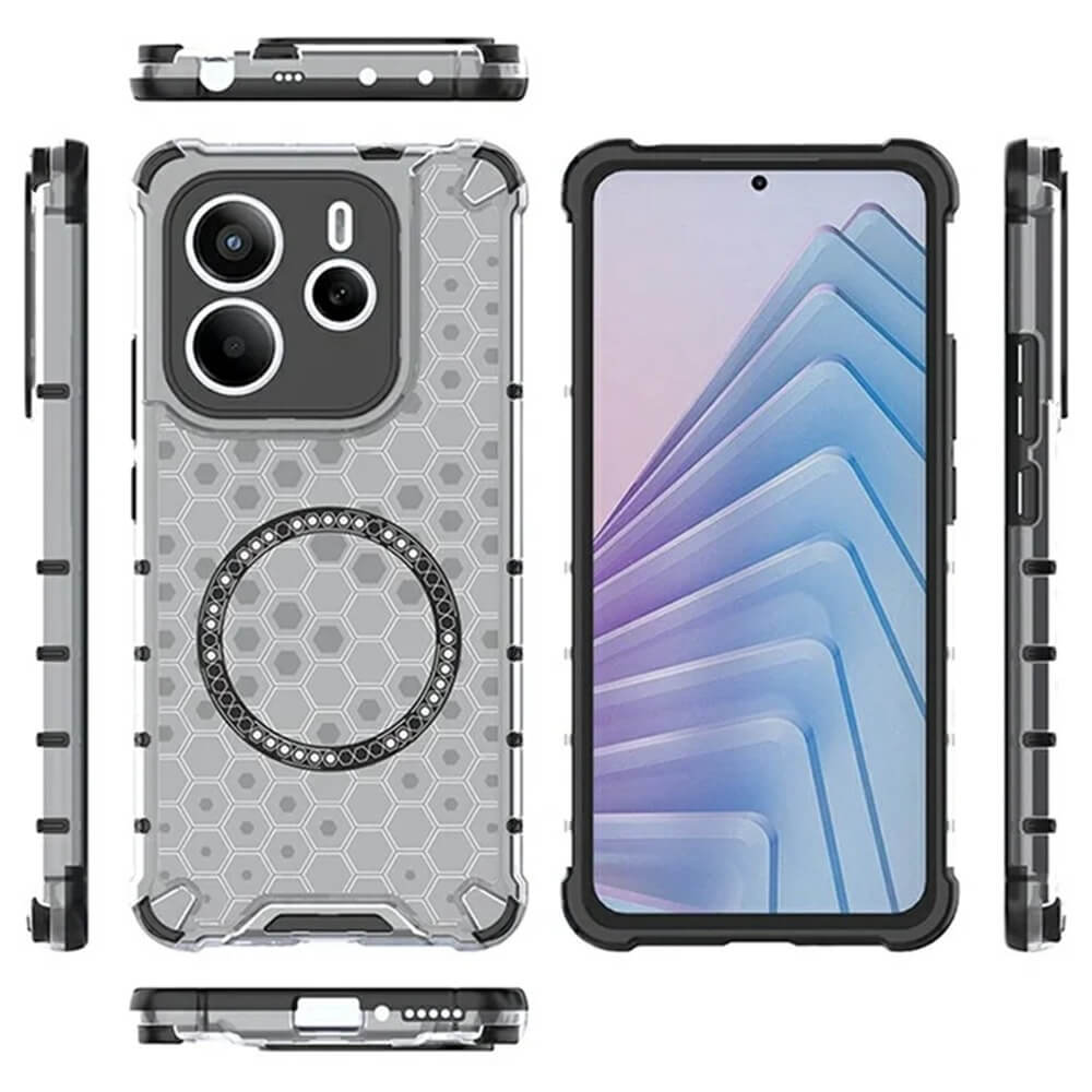 Techsuit Xiaomi Redmi Note 14 5G Honeycomb Shield MagSafe Σκληρή Θήκη με Πλαίσιο Σιλικόνης - Black