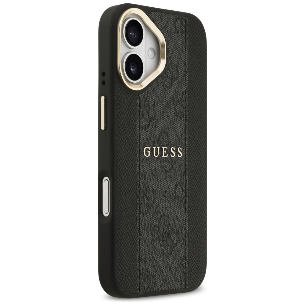 Guess iPhone 17 - 4G Stripe MagSafe - Θήκη με Επένδυση Συνθετικού Δέρματος - Black - GUHMP17SPG4SEMCK