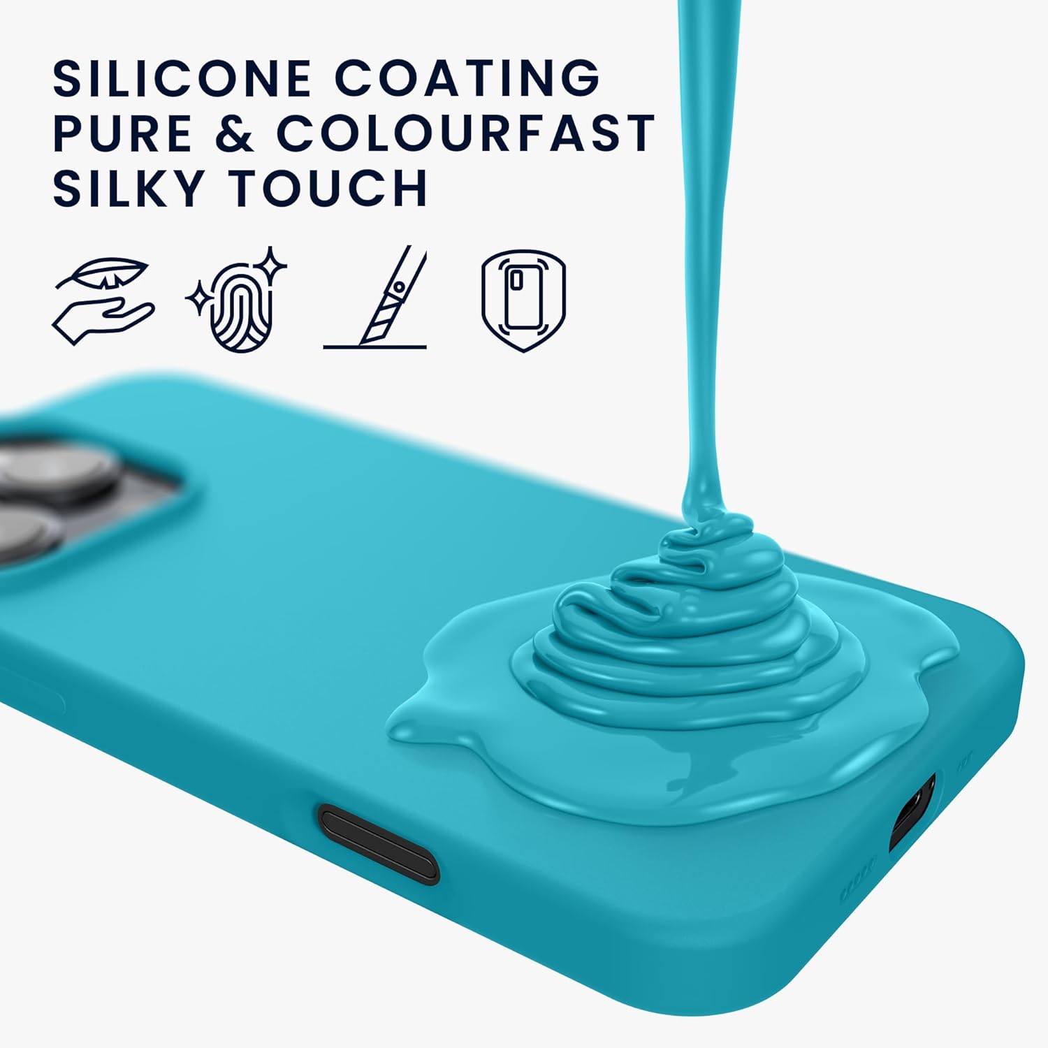 KW iPhone 16 Pro Max Θήκη Σιλικόνης Rubberized TPU - Cool Glacier
