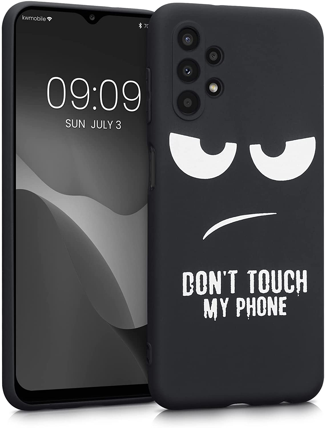 KW Samsung Galaxy A13 4G Θήκη Σιλικόνης Design Don't Touch My Phone - Black / White - 58243.01