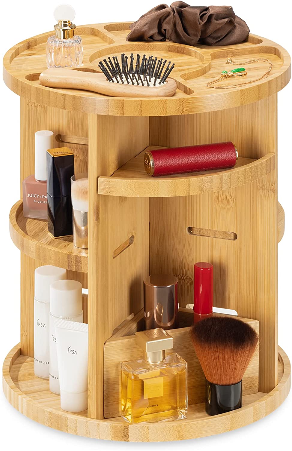 Navaris Περιστρεφόμενος Οργανωτής Καλλυντικών από Μπαμπού - Light Brown - 57647.24