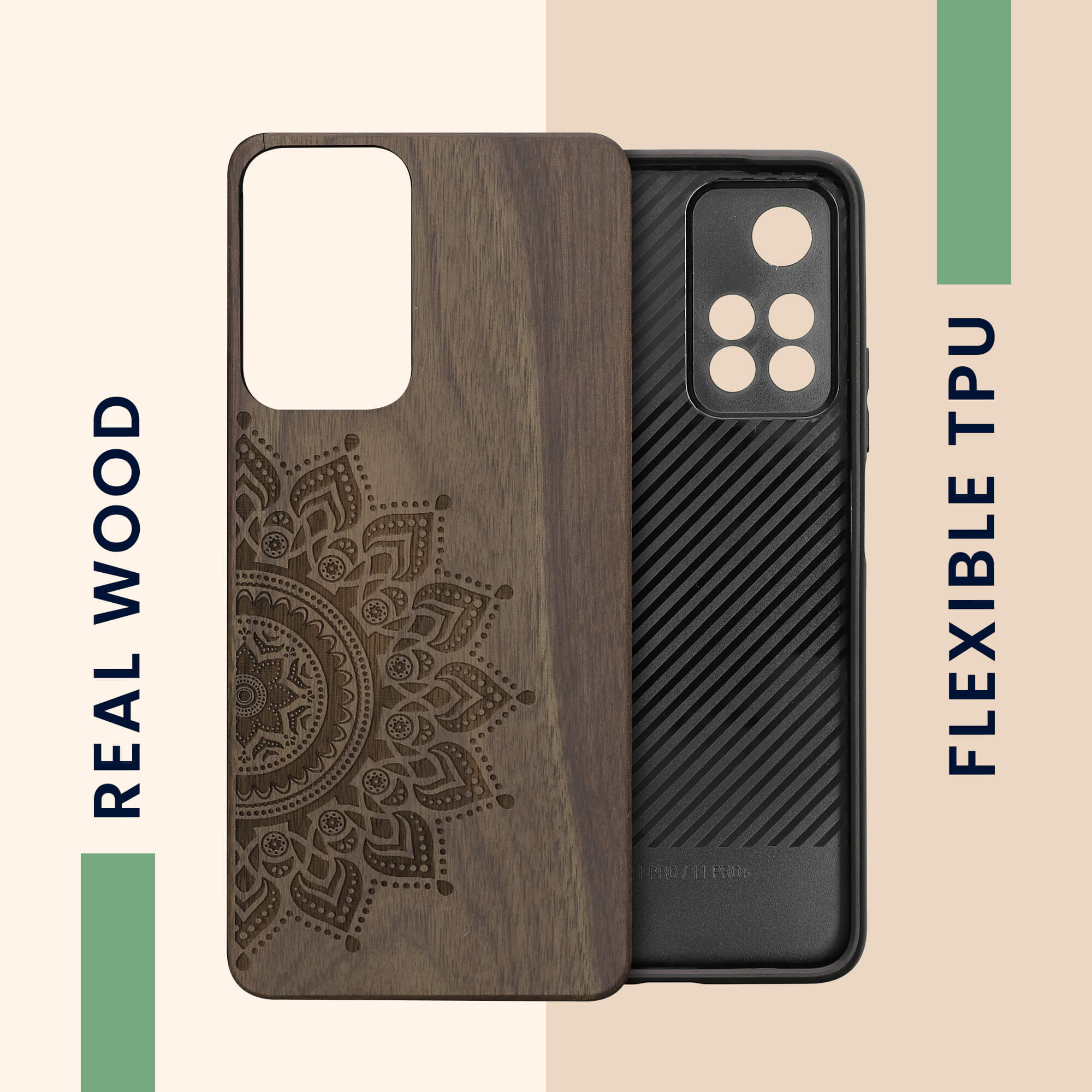 KW Xiaomi Redmi Note 11 Pro+ 5G Θήκη από Φυσικό Ξύλο - Design Rising Sun - Dark Brown - 58100.04