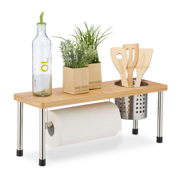 Relaxdays Ράφι Οργάνωσης Κουζίνας για τον Πάγκο - Natural / Silver - 4052025274887