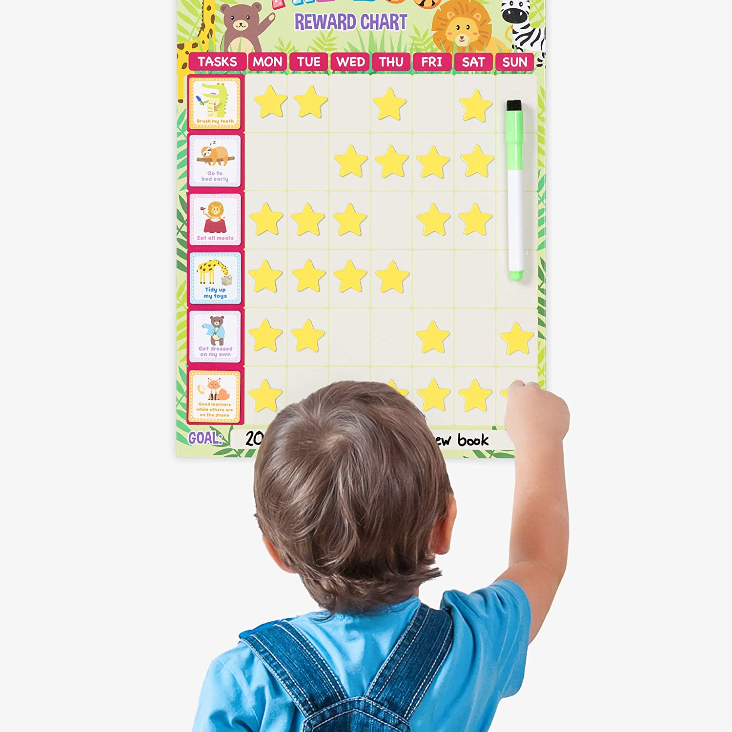 Navaris Εβδομαδιαίος Μαγνητικός Πίνακας Χρονοδιαγράμματος για Παιδιά - Green / Multicolor - 53343.02