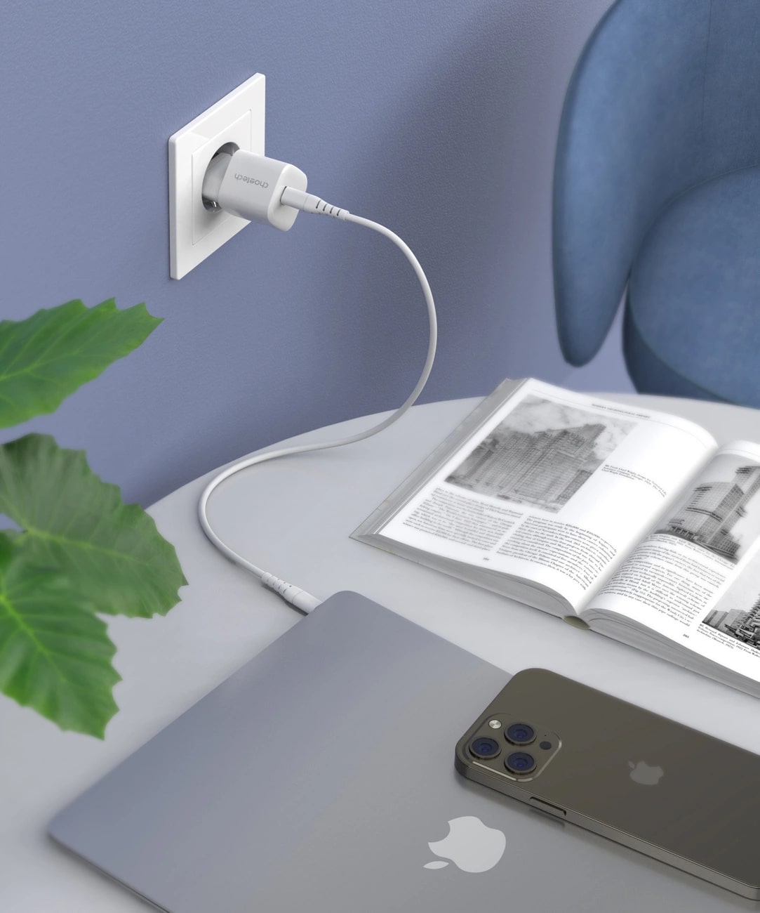 Choetech GaN PD 30W Οικιακός Φορτιστής Γρήγορης Φόρτισης με Θύρα Type-C - White - PD5007