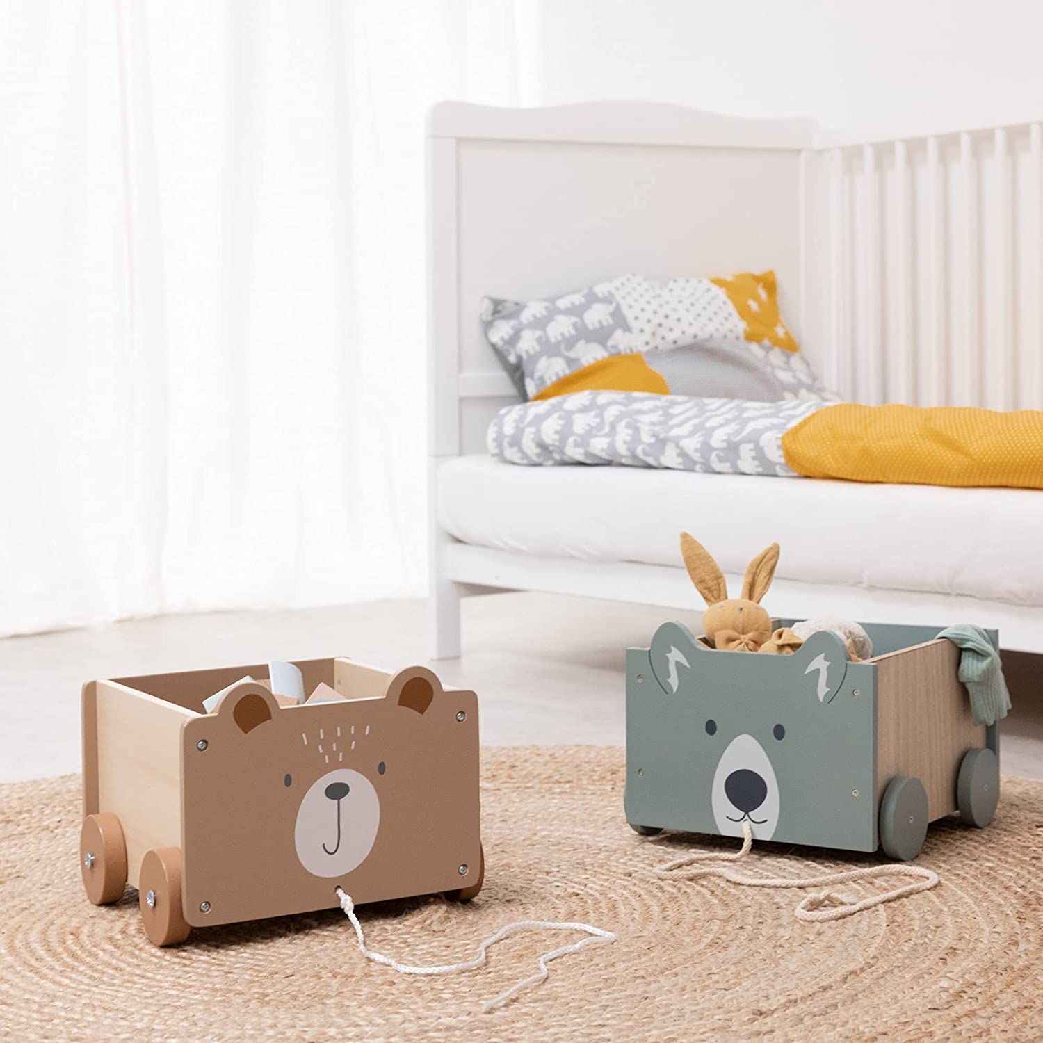 Navaris Toy Box Storage for Toys with Wheels - Παιδικό Κουτί Αποθήκευσης Παιχνιδιών με Ρόδες - Brown - 51163.03