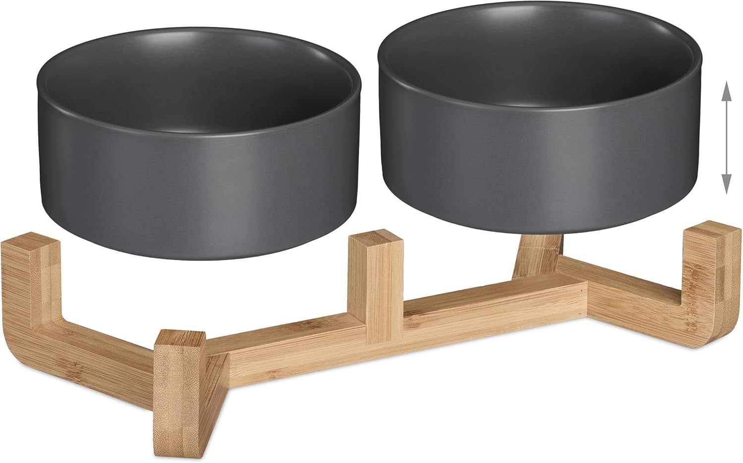 Relaxdays Σετ με 2 Μπολ Φαγητού και Νερού με Βάση από Μπαμπού για Κατοικίδια - 850ml - Grey / Brown - 4052025976699