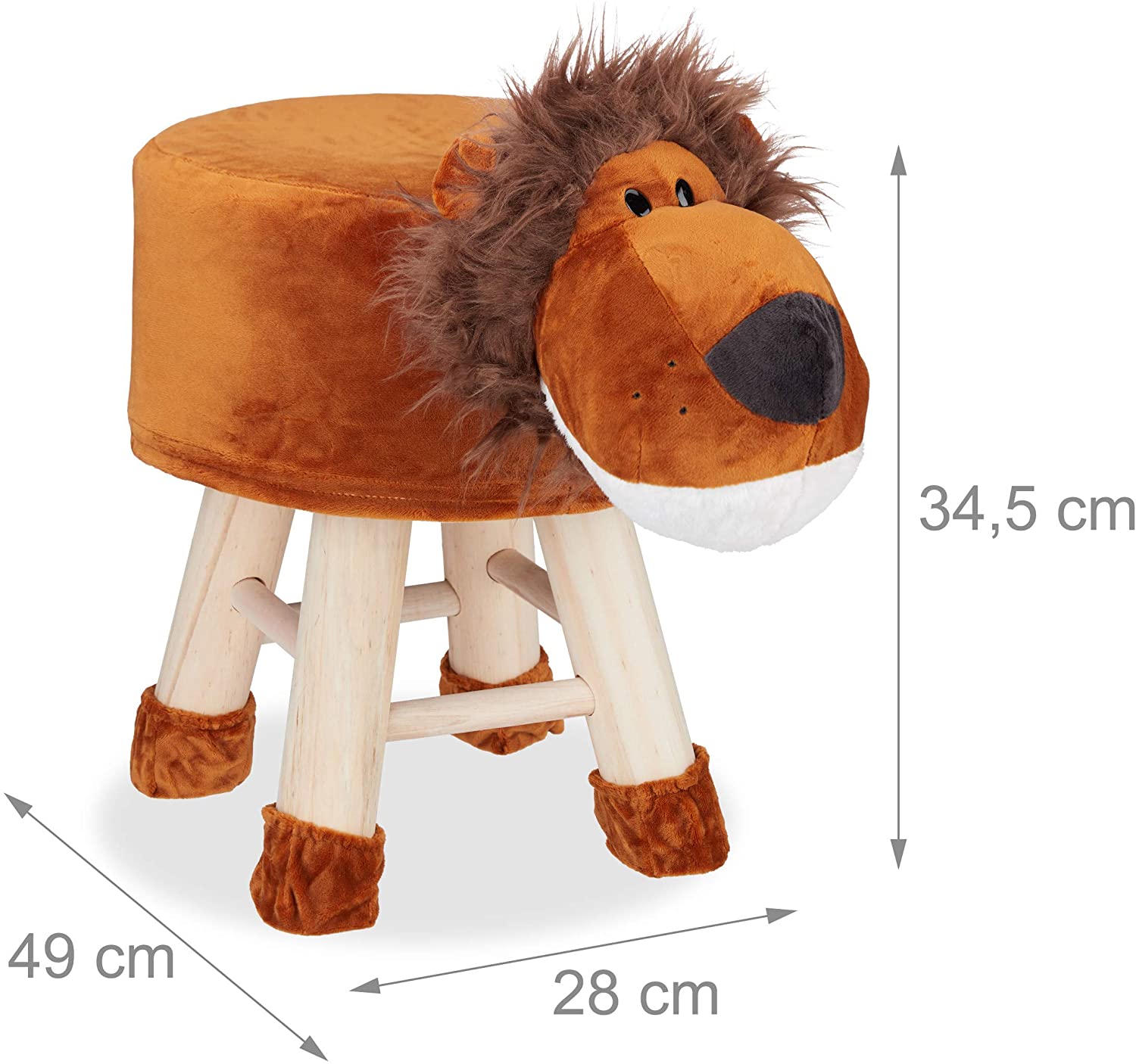 Relaxdays Παιδικό Σκαμπό Λιοντάρι - Brown