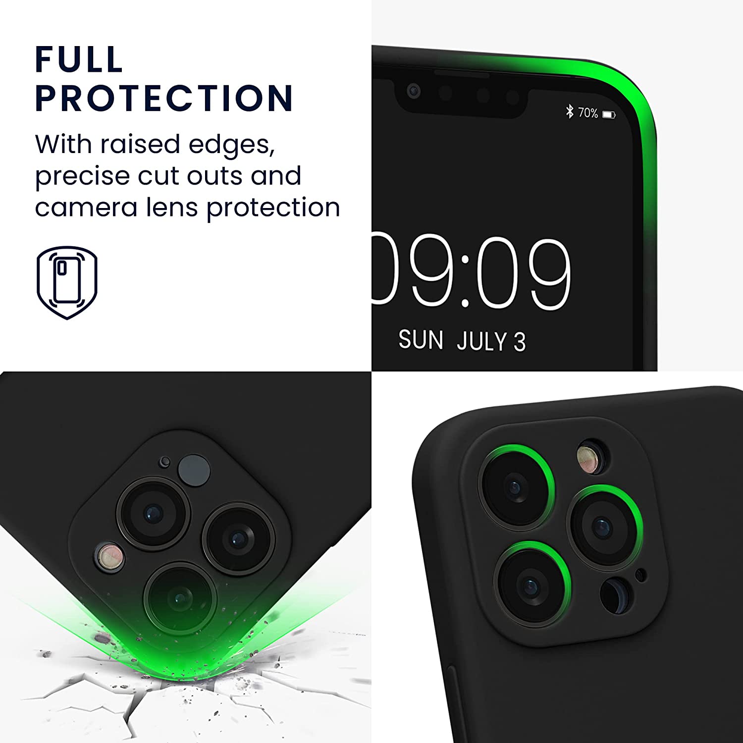 KW iPhone 13 Pro Θήκη Σιλικόνης Rubberized TPU - Black - 59360.01