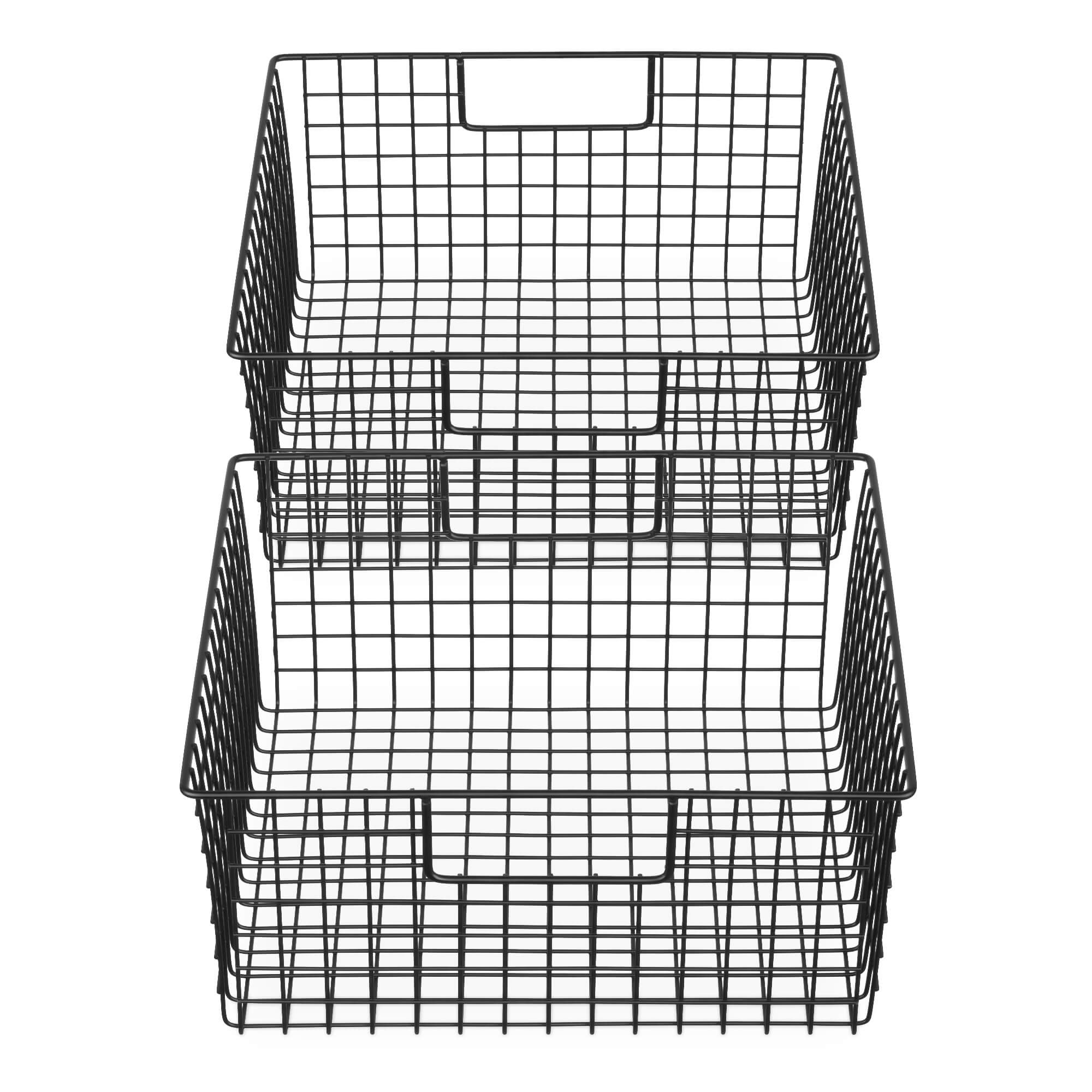 Navaris Σετ με 2 Μεταλλικά Καλάθια Αποθήκευσης - 30,5 x 30,5 x 15,2 cm - Black - 54570.01