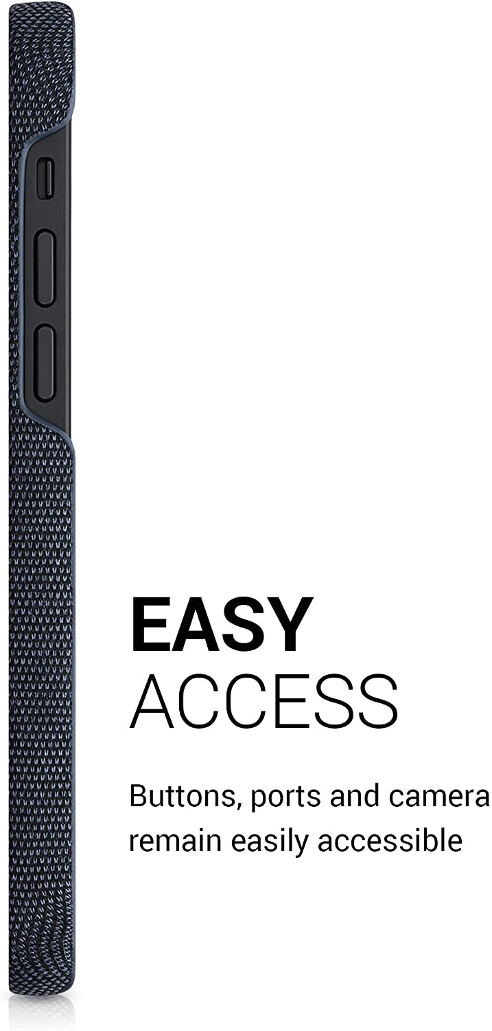 KW iPhone 12 / iPhone 12 Pro Σκληρή Θήκη με Υφασμάτινη Επένδυση - Dark Blue - 55752.17