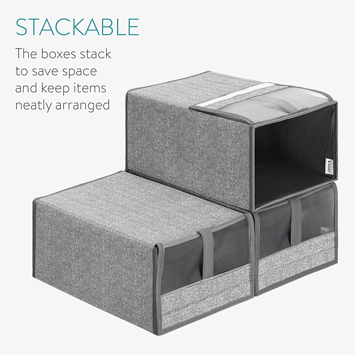 Navaris Σετ με 6 Υφασμάτινα Κουτιά Αποθήκευσης Παπουτσιών - Grey - 54090.06