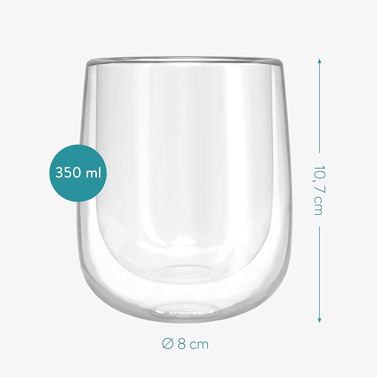 Navaris Double Walled Glass Mugs Set 4 Κούπες Διπλής Όψεως Από Γυαλί - 350ml - Διάφανη - 47547.01.2
