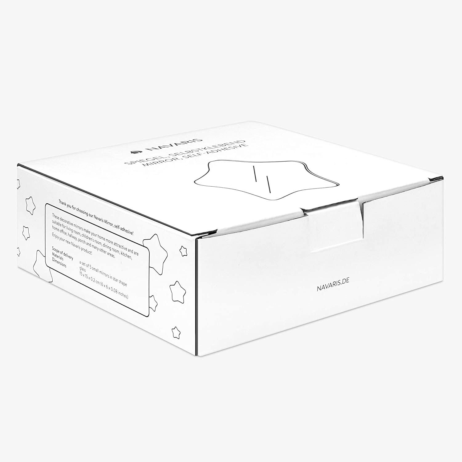 Navaris Σετ με 5 Διακοσμητικά Αυτοκόλλητα Τοίχου - Silver Reflective - 52503.01