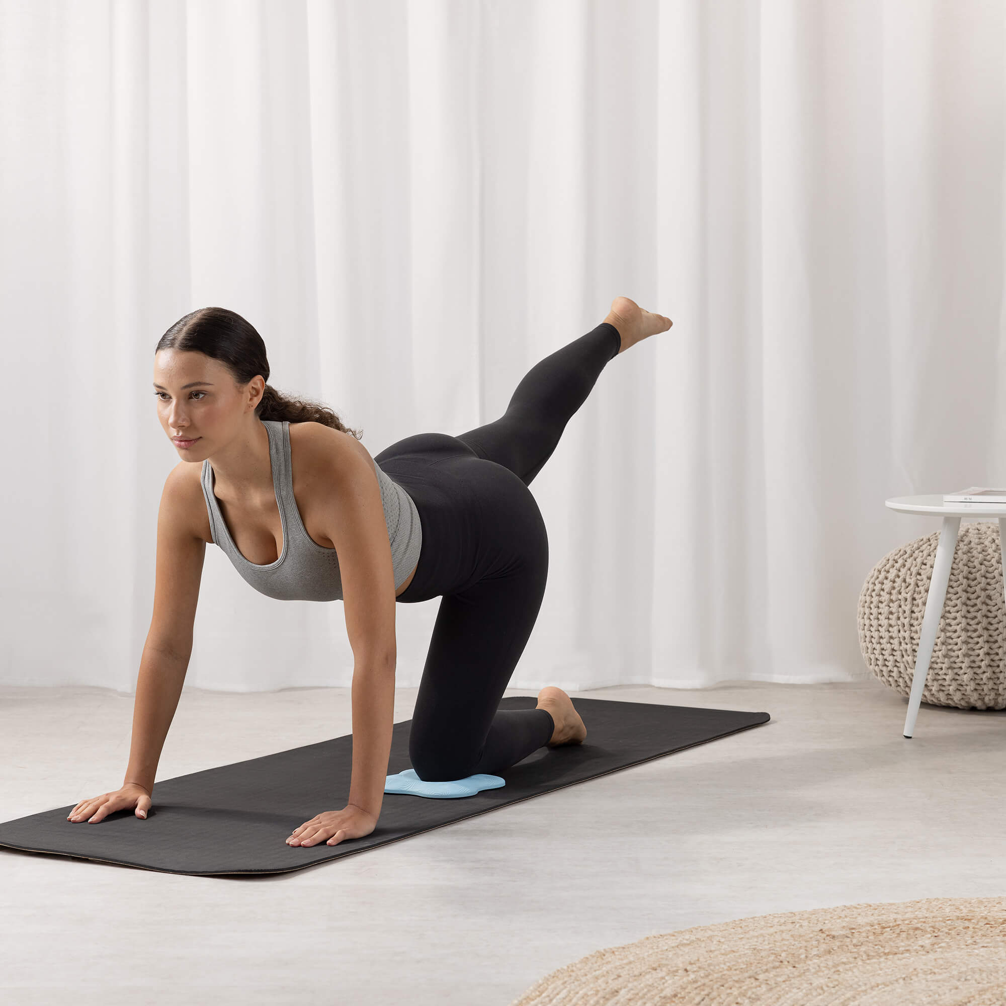 Navaris Σετ με 2 Μαξιλάρια Γονάτου και έναν Ιμάντα Yoga - Blue - 54500.01.04