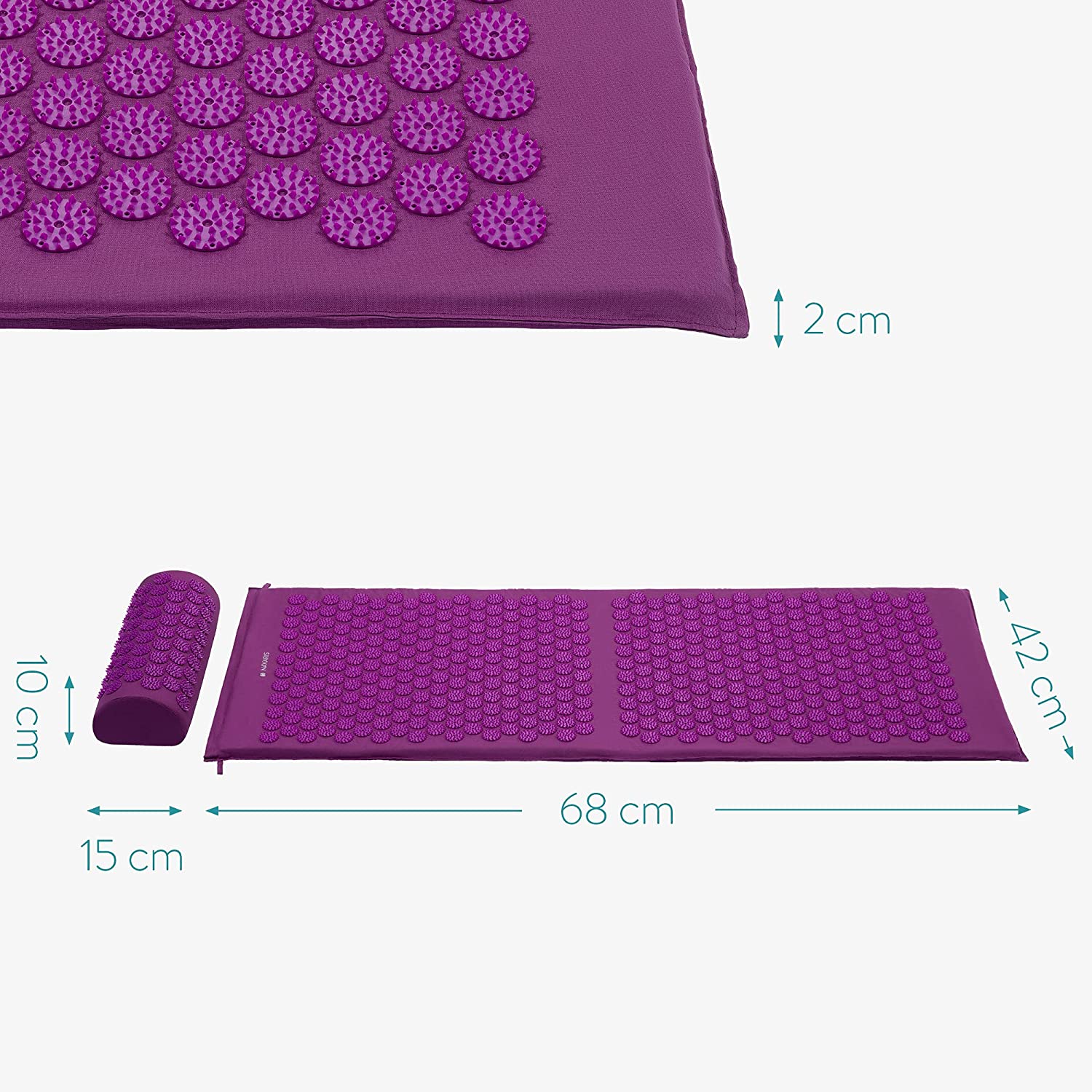 Navaris 2-in-1 Acupressure Mat and Pillow Set Σετ 2 σε 1 Χαλάκι και Μαξιλάρι Μασάζ - Purple - 52759.26.26