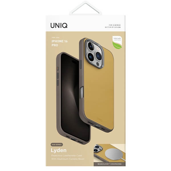 Uniq iPhone 16 Pro - Lyden DS - Σκληρή Θήκη με Επένδυση Συνθετικού Δέρματος και MagSafe - Yellow / Grey