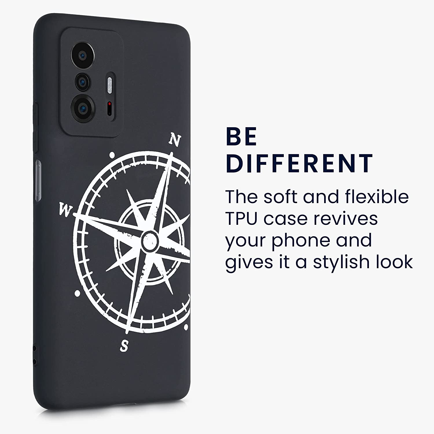 KW Xiaomi 11T / 11T Pro Θήκη Σιλικόνης TPU Design Vintage Compass - Black / White - 57013.03