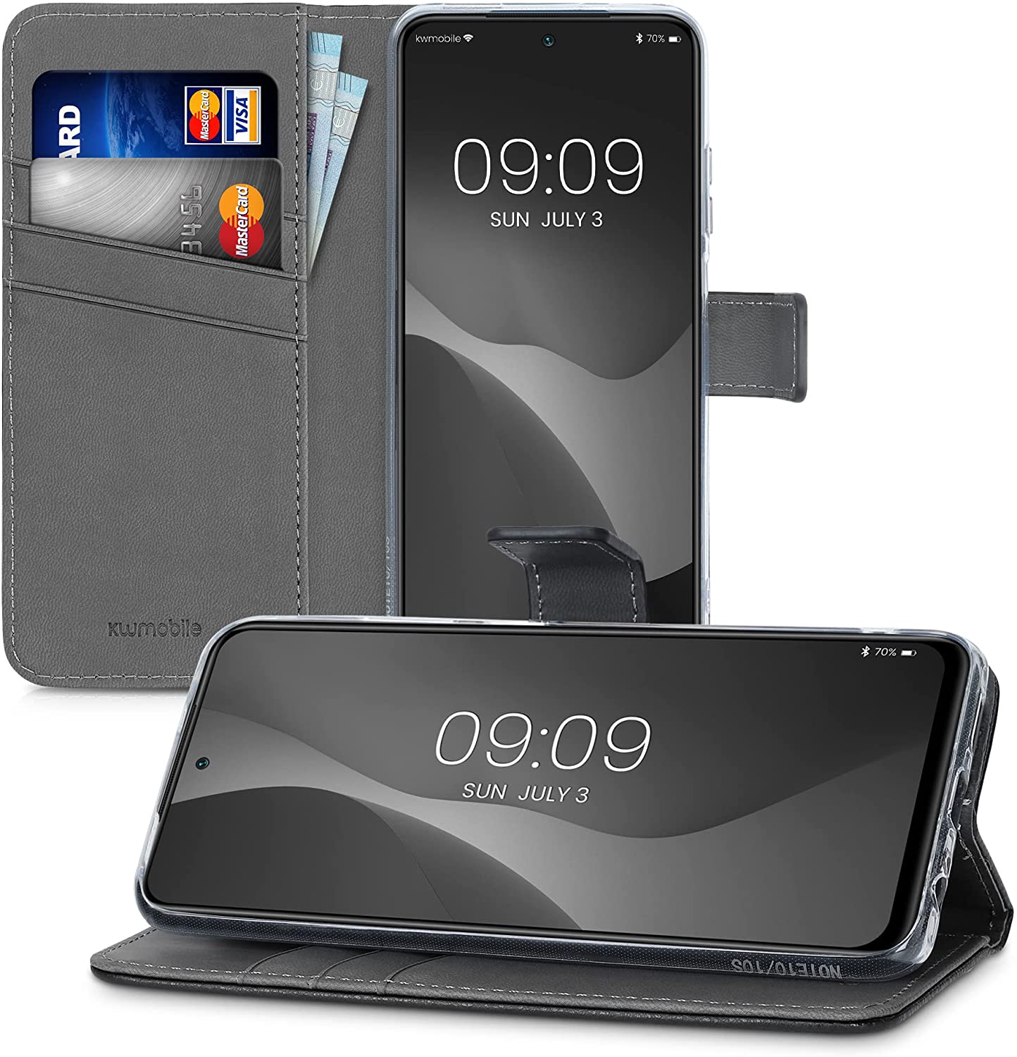 KW Xiaomi Redmi Note 10 / Note 10s / Poco M5s Θήκη Πορτοφόλι Stand - Design Don't Touch My Phone - Black / White - 54550.02