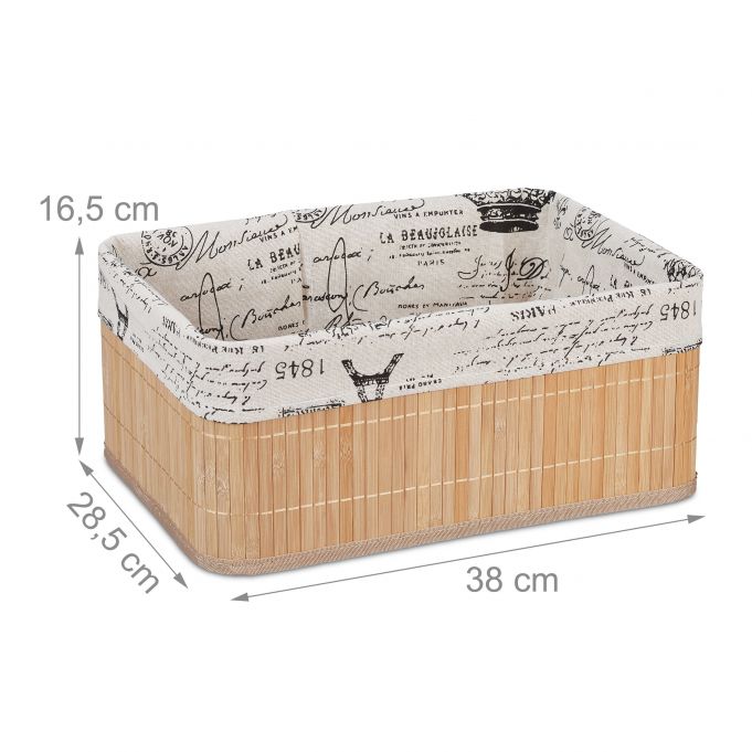 Relaxdays Καλάθι Αποθήκευσης από Bamboo - Light Brown / Creme / Black - 4052025901196