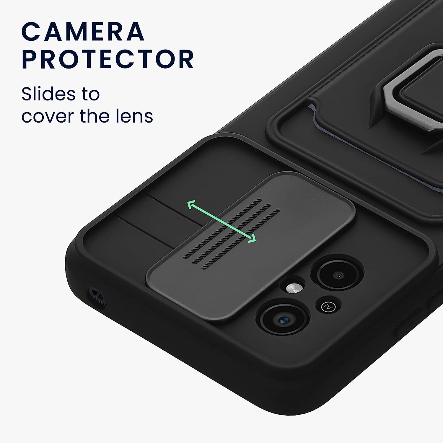 KW Xiaomi Redmi 12C Θήκη Σιλικόνης με Κάλυμμα για την Κάμερα και Δαχτυλίδι Συγκράτησης - Black - 61259.01