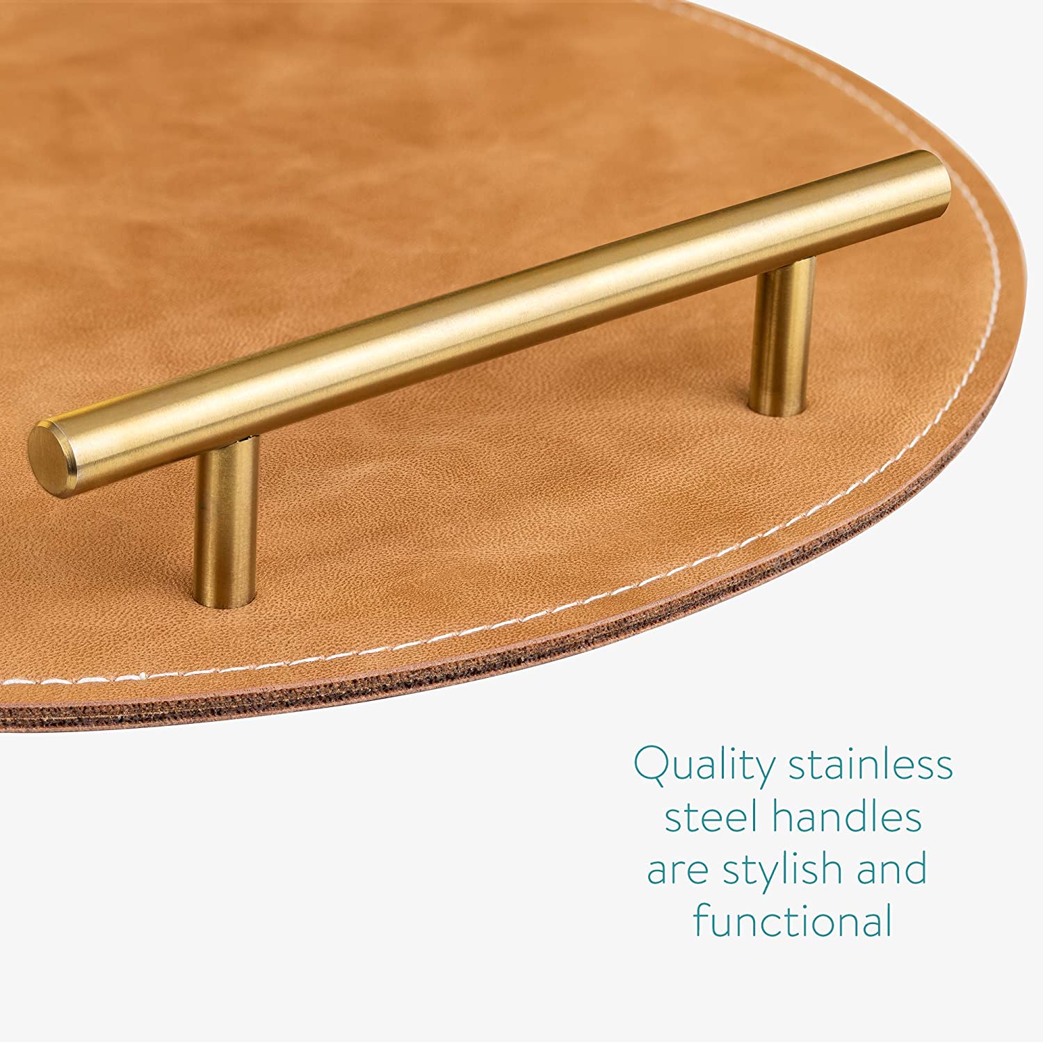 Navaris Σετ με 2 Δίσκους Σερβιρίσματος από Συνθετικό Δέρμα - Brown - 53514.02.05