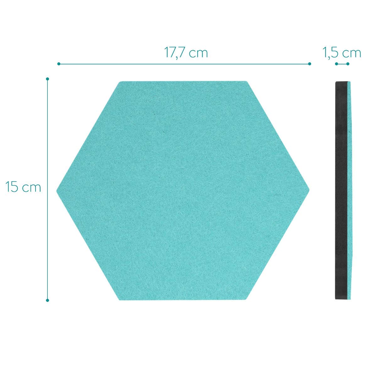 Navaris Hexagon Felt Memo Boards - Σετ με 6 Πλαίσια Ανακοινώσεων και Πινέζες - Grey - Turquoise - 46230.01