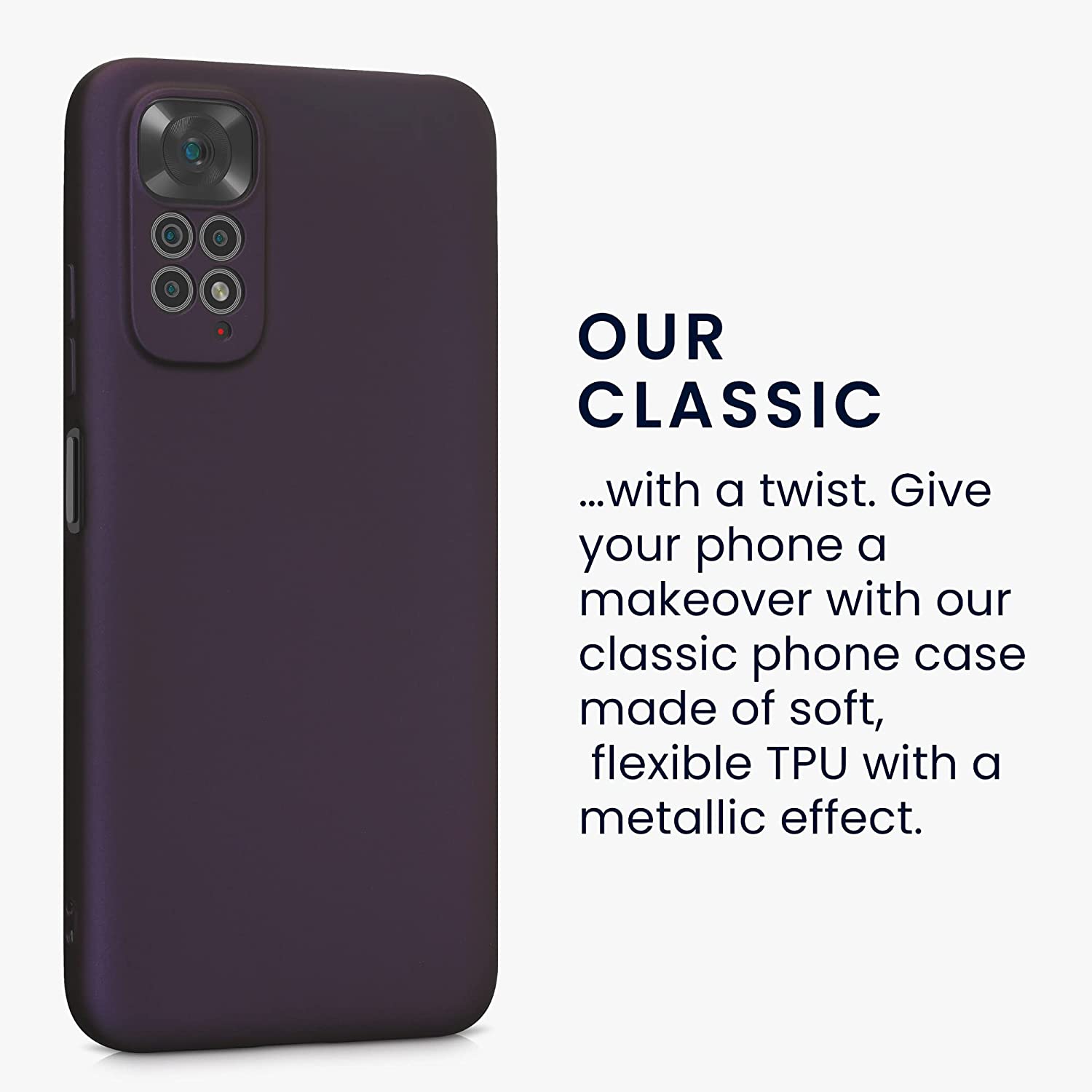 KW Xiaomi Redmi Note 11 / Redmi Note 11S Θήκη Σιλικόνης TPU - Metallic Blackberry - 58651.115