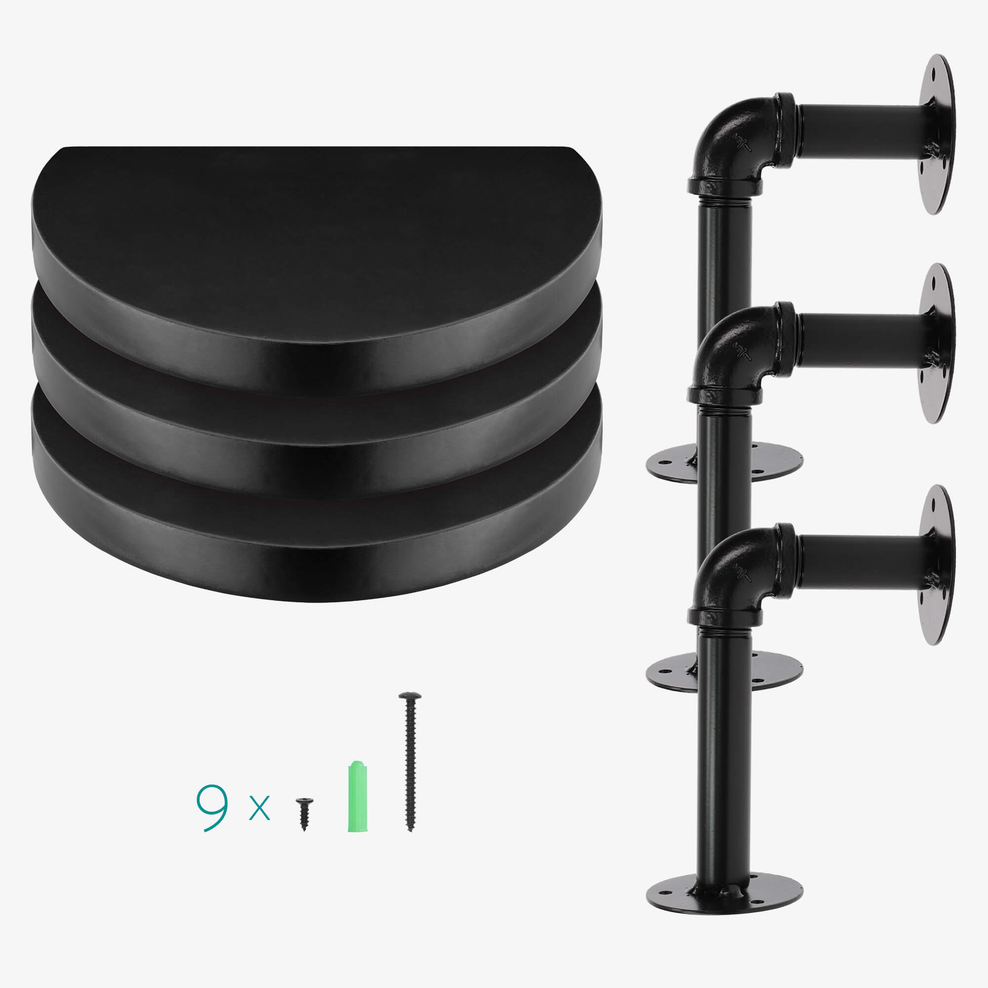 Navaris Σετ με 3 Ράφια με Βάση - 20 x 15 x 17 cm - Black - 53785.01