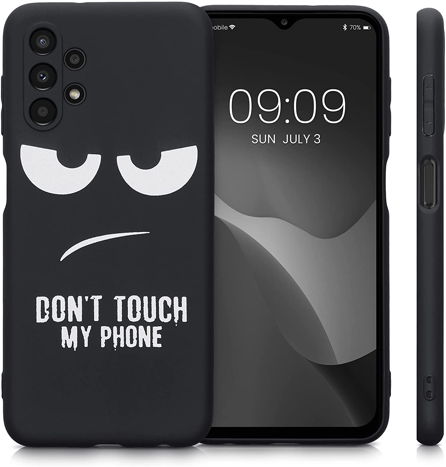 KW Samsung Galaxy A13 4G Θήκη Σιλικόνης Design Don't Touch My Phone - Black / White - 58243.01