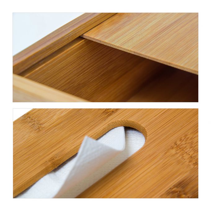 Relaxdays Ξύλινο Κουτί Αποθήκευσης για Χαρτομάντηλα - Natural - 4052025191412