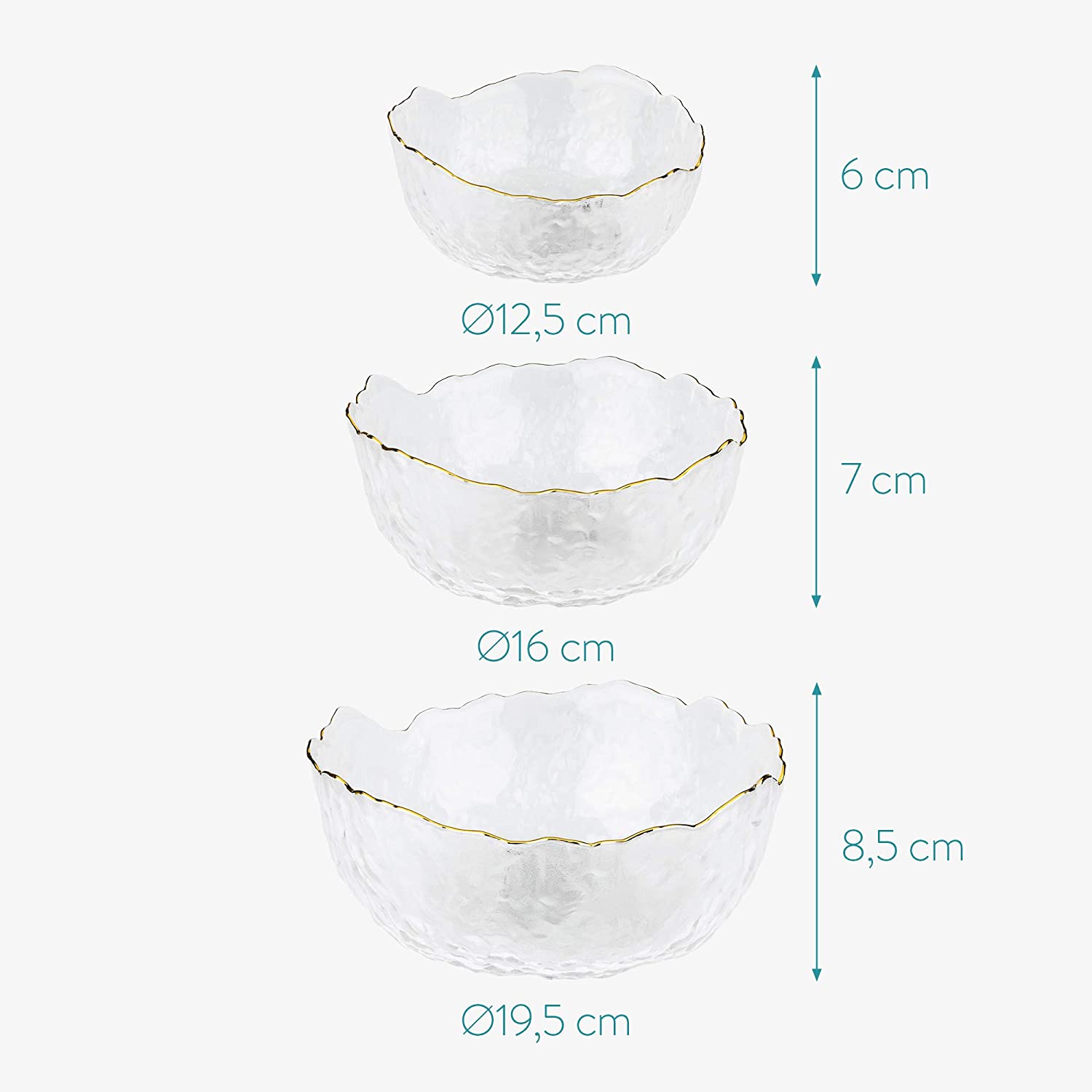 Navaris Σετ με 3 Γυάλινα Μπολ σε Διαφορετικό Μέγεθος - 53568.21