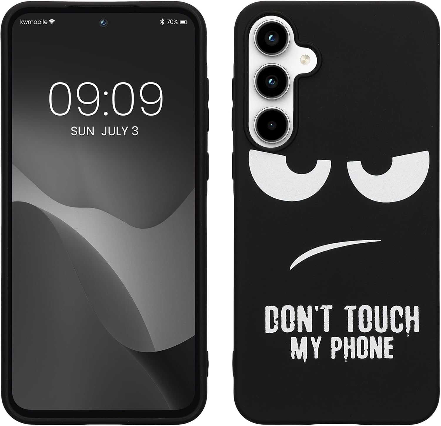 KW Samsung Galaxy A55 5G Θήκη Σιλικόνης Design Don't Touch My Phone - Black / White