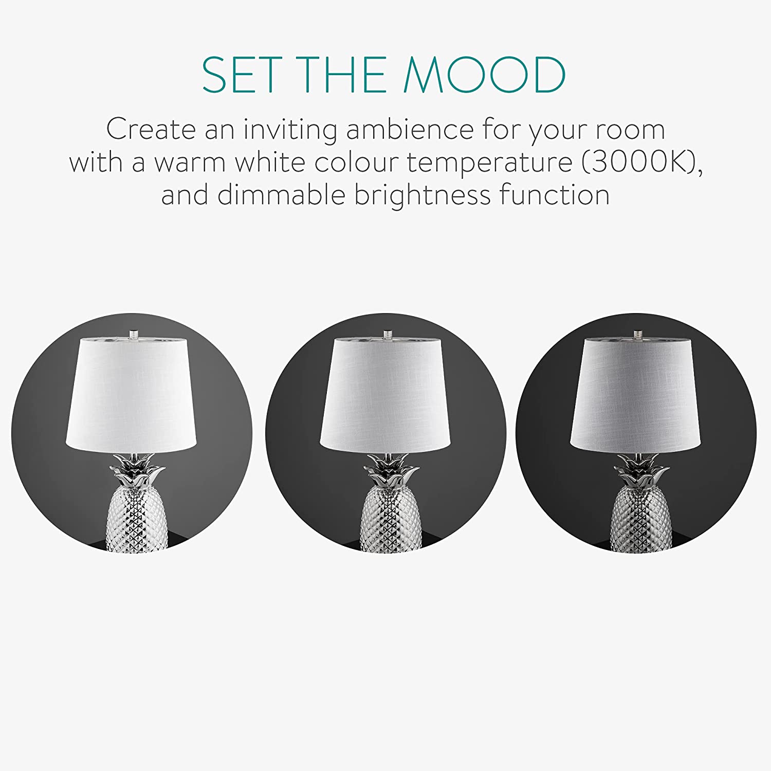 Navaris Desk Lamp Επιτραπέζιο Φωτιστικό - Ανανάς - 44cm - White / Silver - 52605.35.02