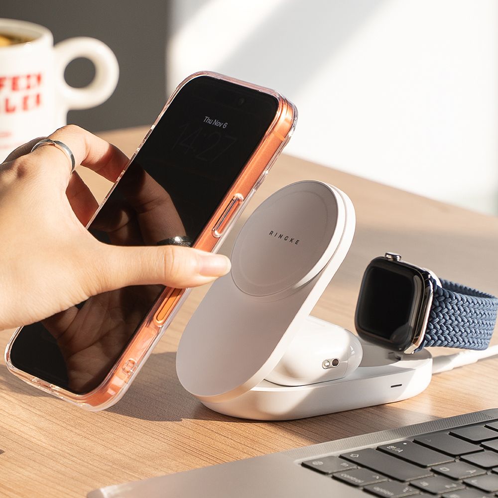 Ringke 3in1 Αναδιπλούμενος Ασύρματος MagSafe Φορτιστής 25W QI2.2 - White