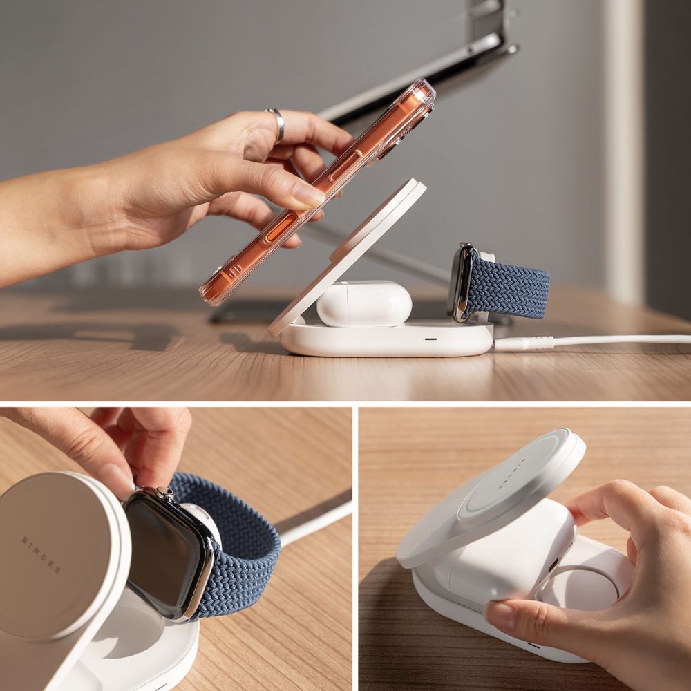 Ringke 3in1 Αναδιπλούμενος Ασύρματος MagSafe Φορτιστής 25W QI2.2 - White