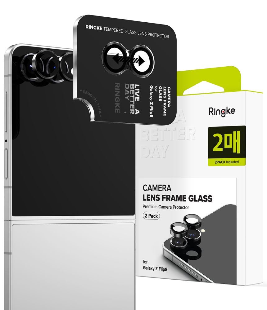 Ringke Samsung Galaxy Z Flip8 - Αντιχαρακτικό Γυαλί για την Κάμερα - Camera Frame - 2 Τεμάχια - Black