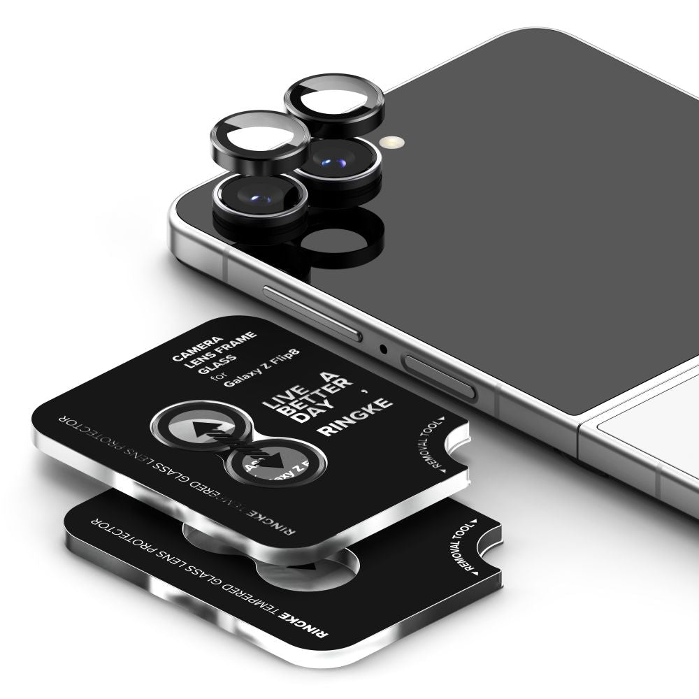 Ringke Samsung Galaxy Z Flip8 - Αντιχαρακτικό Γυαλί για την Κάμερα - Camera Frame - 2 Τεμάχια - Black