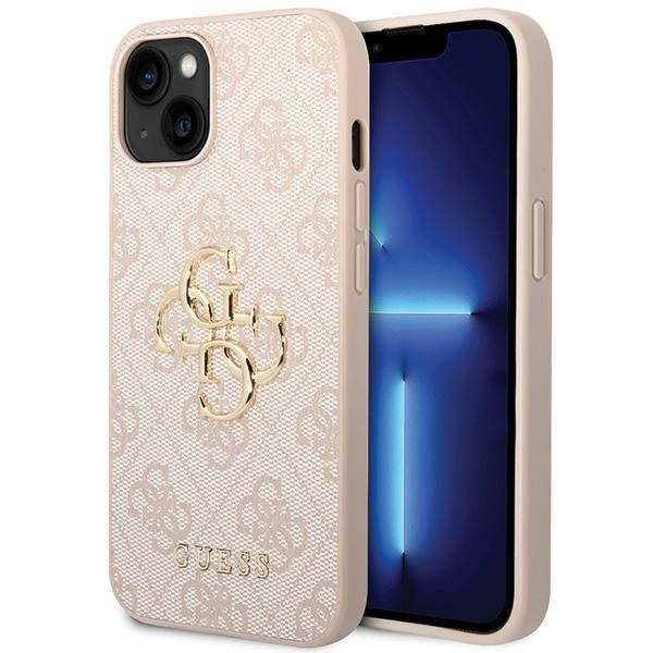 Guess iPhone 15 - 4G Big Metal Logo Θήκη με Επένδυση Συνθετικού Δέρματος - Pink - GUHCP15S4GMGPI