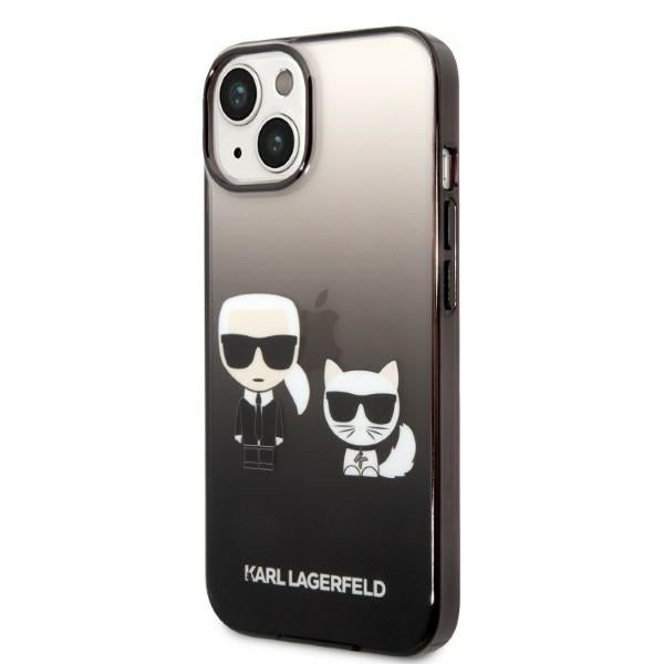 Karl Lagerfeld iPhone 14 Plus - Gradient Ikonik Karl and Choupette Σκληρή Θήκη με Πλαίσιο Σιλικόνης - Black - KLHCP14MTGKCK