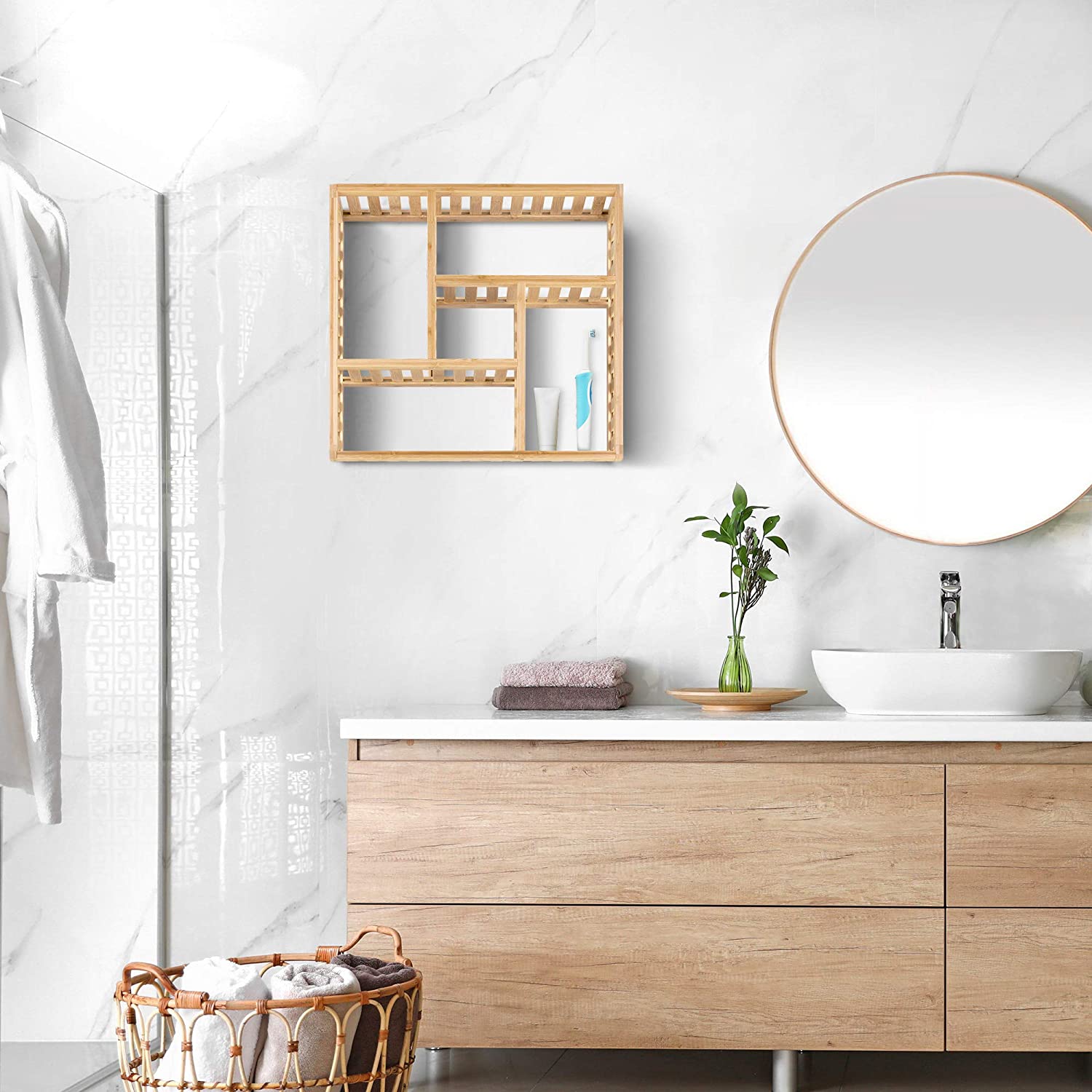 Navaris Ράφι Από Μπαμπού Για Στήριξη Στον Τοίχο - Light Brown - 52879.24