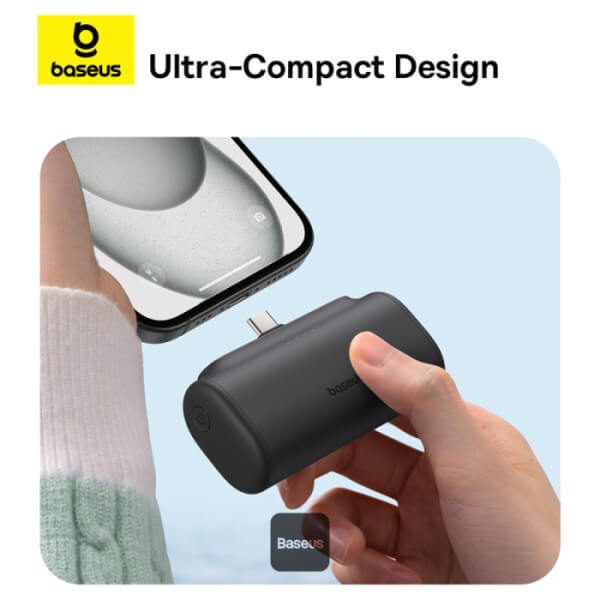 Baseus Compact Series Type-C - PowerBank 5000mAh 20W με Καλώδιο Type-C to Type-C - Black - P10068306113-00
