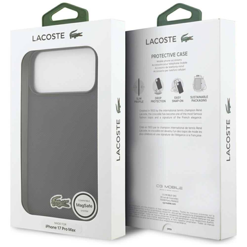 Lacoste iPhone 17 Pro Max - Iconic Petit Pique Woven Logo MagSafe - Σκληρή Θήκη με Πλαίσιο Σιλικόνης - Navy Blue