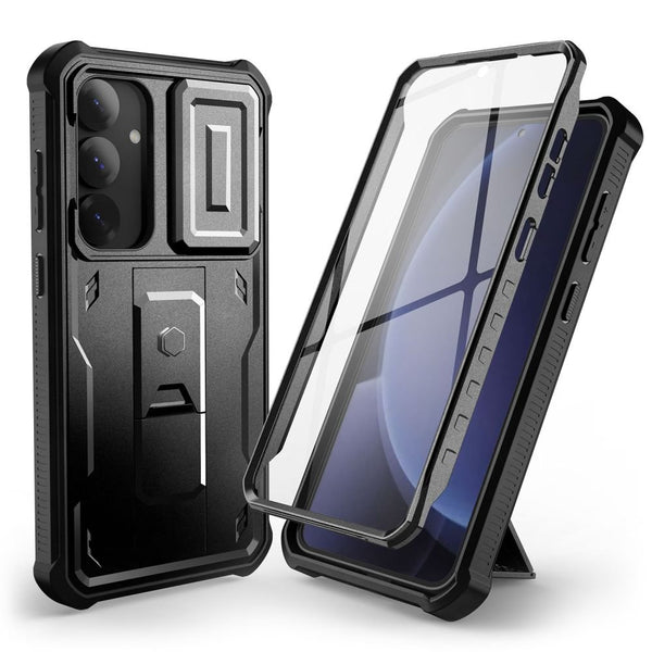 Tech - Protect Samsung Galaxy S25 Plus Kevlar Cam+ Θήκη 360 Full Body με Προστασία για την Οθόνη και την Κάμερα και Stand - Black