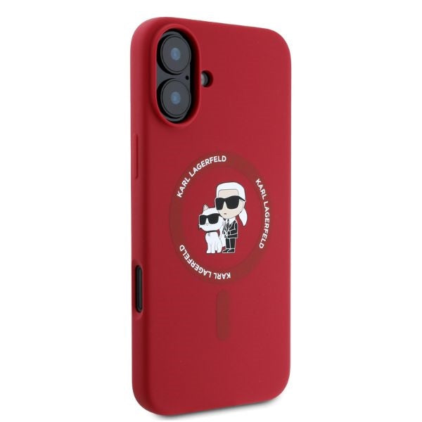 Karl Lagerfeld iPhone 16 - Silicone KC Heads Ring MagSafe - Θήκη Σιλικόνης με MagSafe - Red - KLHMP16SSCMKCRHR